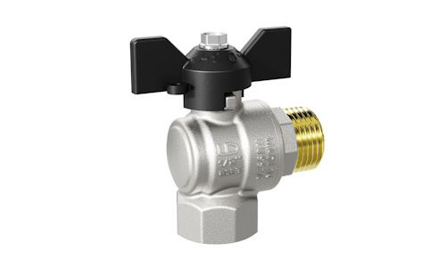 Кран шаровый латунный угловой LD, резьба внутренняя-наружная Бабочка