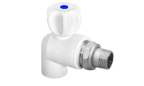 Шаровой кран радиаторный угловой FORMUL белый