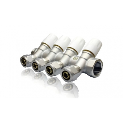 TST Коллектор регулируемый 45* вентилями и цангами 3/4x16x4 выхода