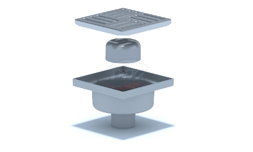 TA5212 Трап вертикальный с выпуском 50 мм, с нержавеющей решеткой 150х150