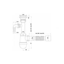 С0310 Сифон АНИ 1 1/2 х 40 с отводом для стиральной машины с гофрой