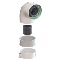 УТДК Колено коаксиальное стартовое 60/100 - 90° серия Стандарт с хомутом и втулкой